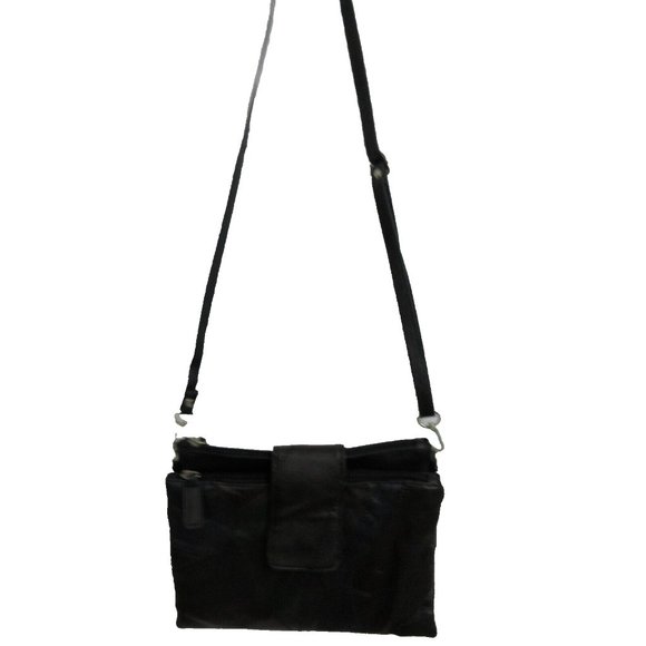 Cross Body Bag Patched Leather Outer Adjustable Strap Multiple Compartments NWOT - Picture 2 of 12